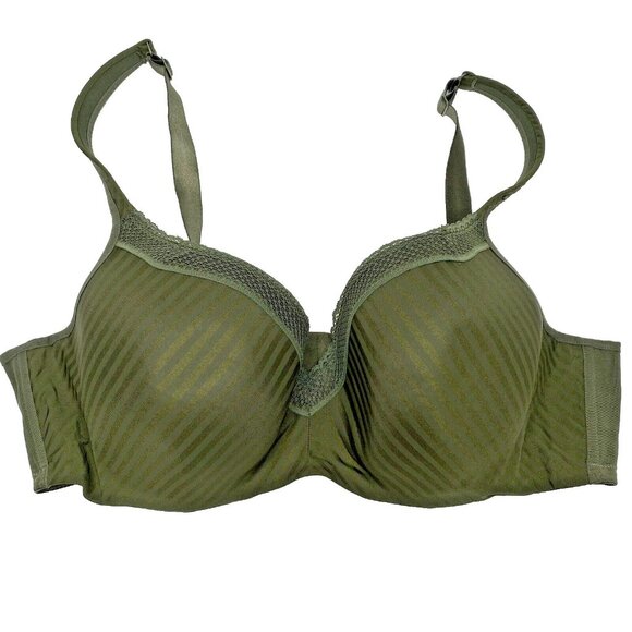 Deesse Bra Size 44D Padded Underwire Army Green Adjustable Straps - Picture 1 of 5